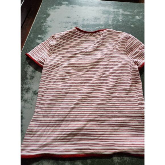 St John Sport red&white candy cane striped tshirt sz P - Picture 4 of 4